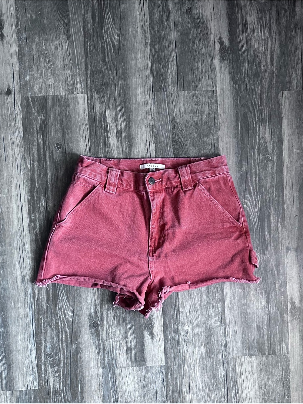 PacSun Clay Red Jean Utility Shorts Size 28 Women’s High Rise Denim Shorts